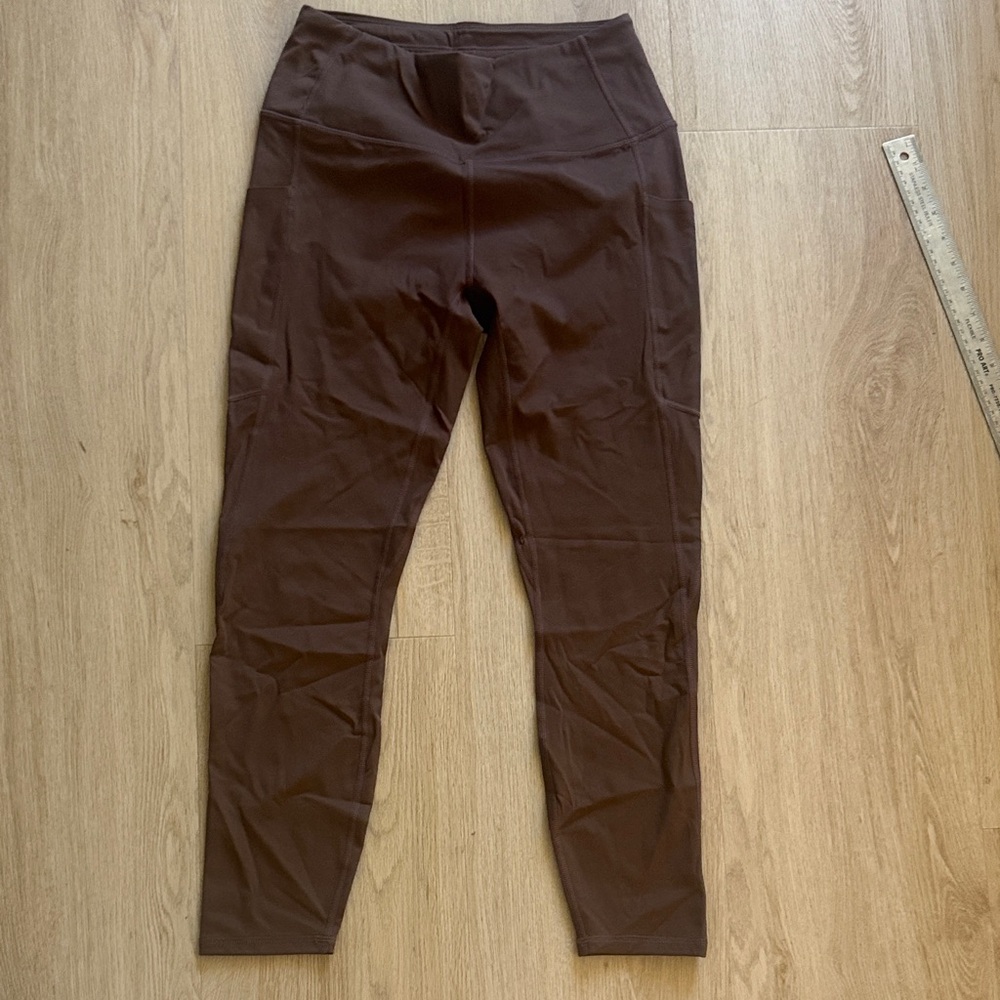 Varley Chocolate Brown Leggings with Branded Waist